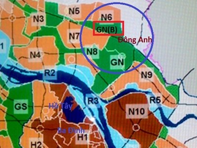 Vị trí phân khu đô thị GN(B) trên địa bàn huyện Đông Anh.